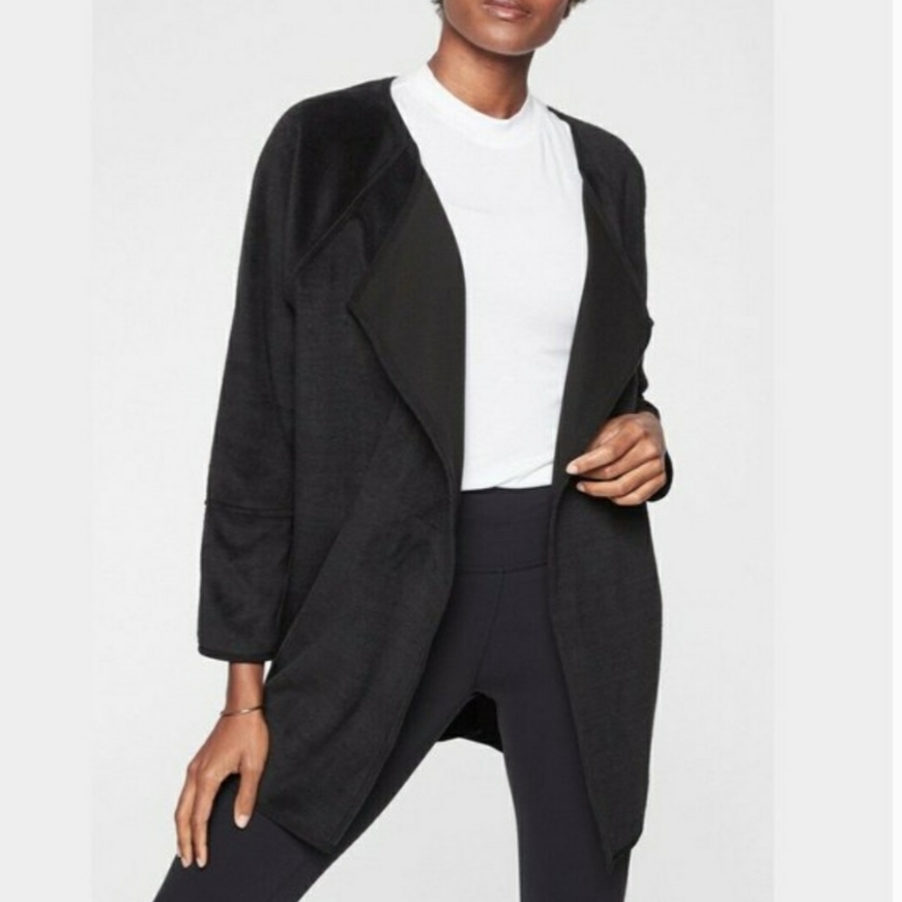 Athleta Cozy Karma Black Oversized Fit Wrap Jacket XXS